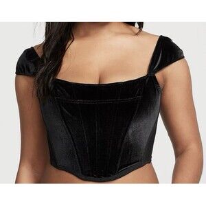 NWT Victoria Secret Dream Angels Corset Top Black Velvet Size Large